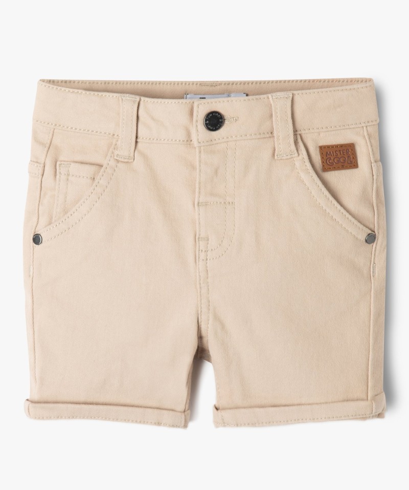 Short slim uni en toile extensible bébé garçon